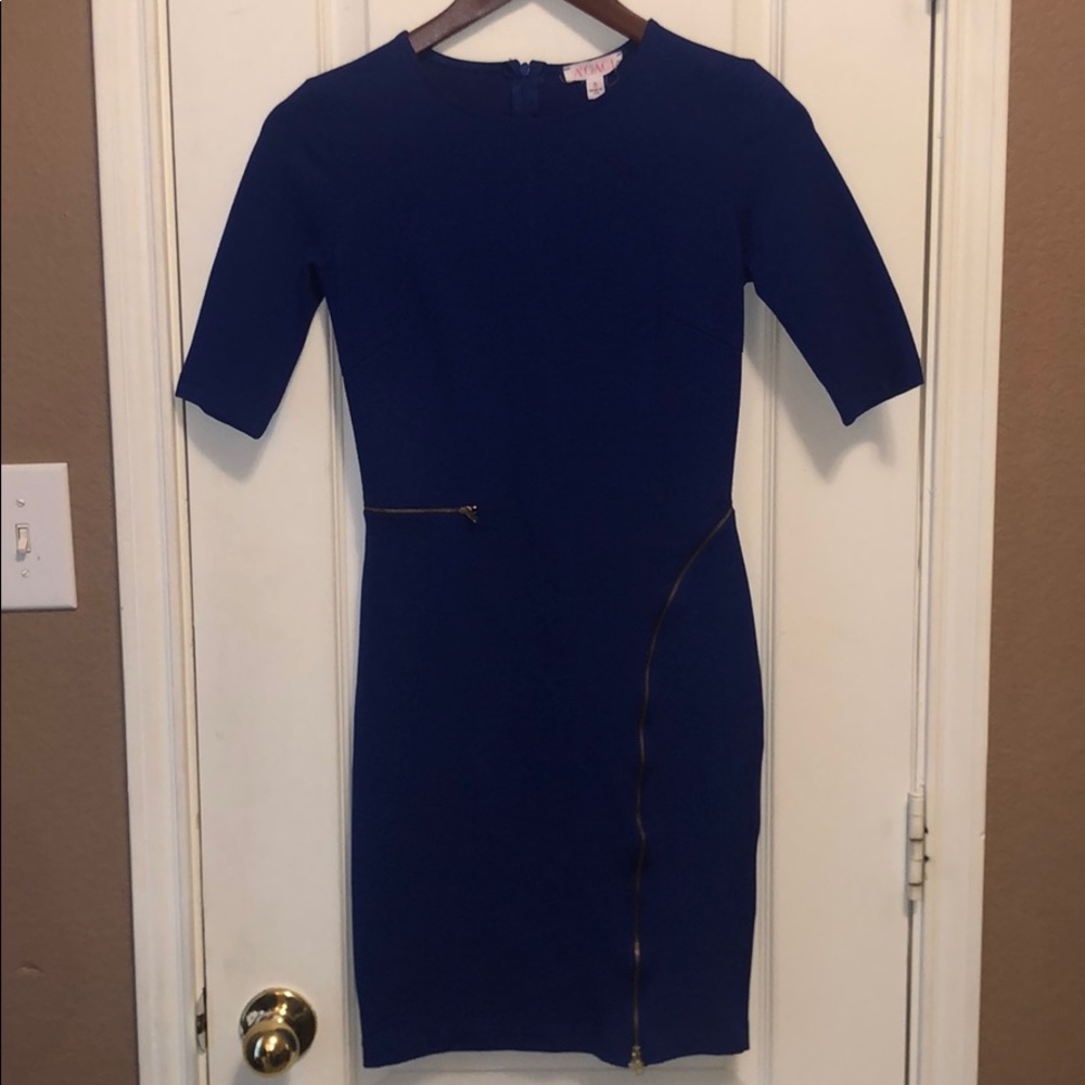 True Blue zipper Mini Dress stretchy